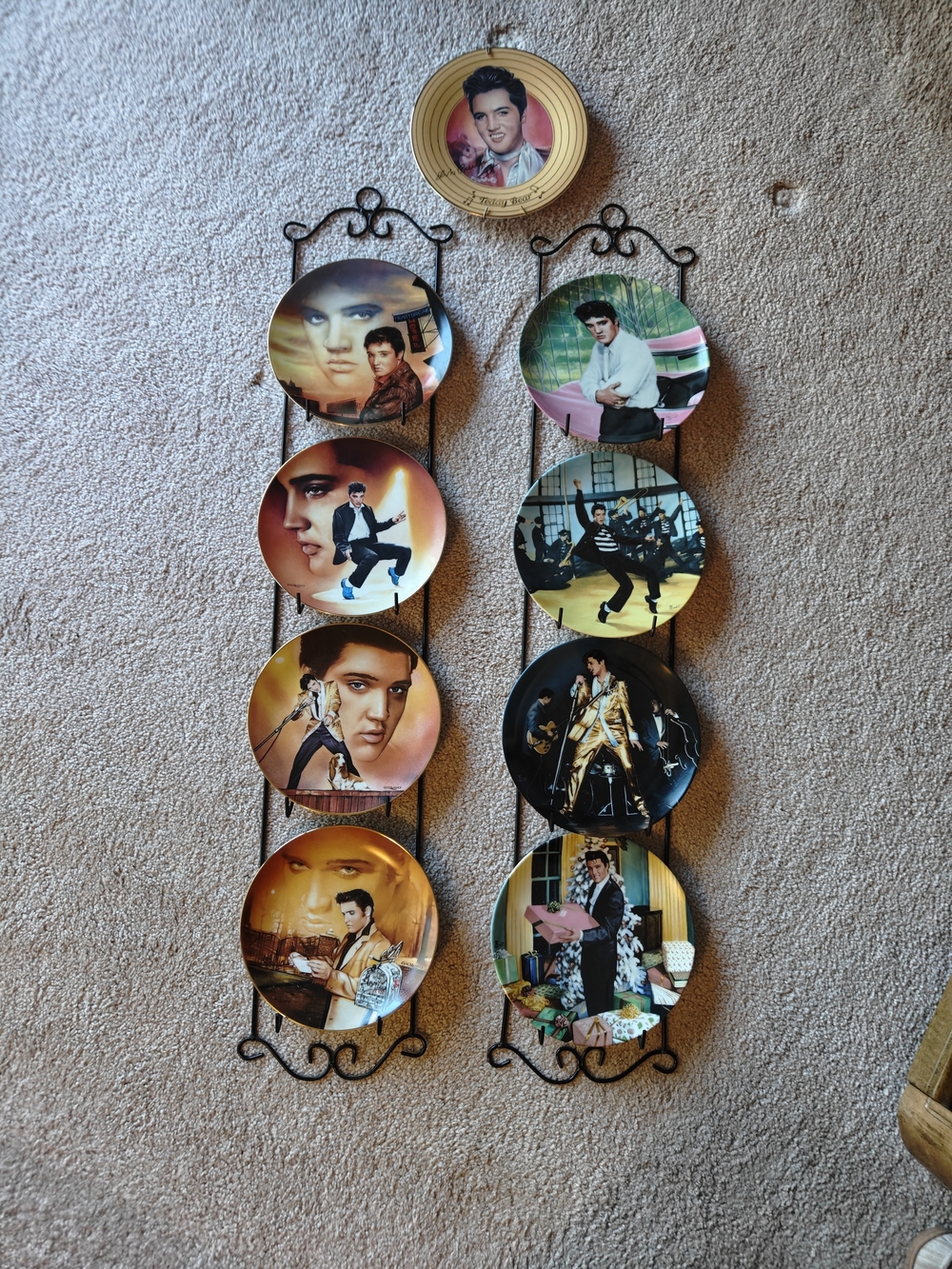 Elvis Presley Decorative Collector Plates With Wall Racks - Set Of 9 Plates